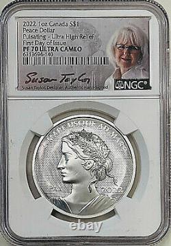 2022 Canada $1 Pulsating PEACE DOLLAR UHR NGC PF70 FDOI Signed by Taylor