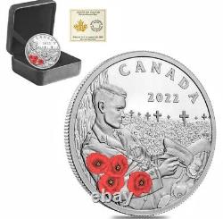 2022 Canada 1 oz Colorized Silver Remembrance Day Coin. 9999 Fine (withBox & COA)