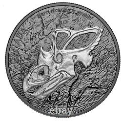 2022 Canada $20 Mercuriceratops Dinosaur Rhodium over silver coin