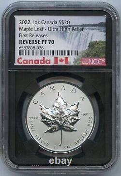 2022 Canada Maple Leaf 1 Oz Silver UHR NGC PF70 Reverse Proof Coin JN522