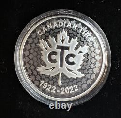 2022 Canadian Tire 100th Anniversary 1 Oz Silver Medallion Rcm Rare No Box