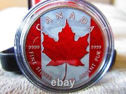 2022 MAPLE CANADA FLAG Color & Antique 1oz Silver Coin $5 Canada