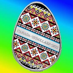 2022 Silver Pysanka? Coin, 1 oz $20 Ukrainian Easter Egg, Ukraine/Canada