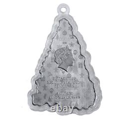 2022 Solomon Islands Christmas Holiday Tree Ornament Coin 1oz Silver Proof RCM