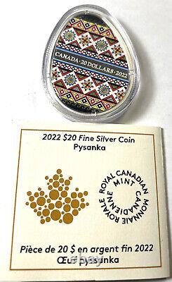 2022 Traditional Ukrainian Pysanka? $20 Proof Silver Egg-Shaped Coin