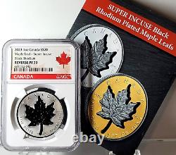 2023 1 oz Silver Canada Maple Leaf Super Incuse Black Rhodium Reverse NGC PF 70