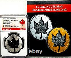 2023 1 oz Silver Canada Maple Leaf Super Incuse Black Rhodium Reverse NGC PF 70