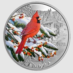 2023 1 oz Silver Cardinal Colourful Birds RCM. 9999 Fine Silver NEW IN BOX