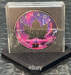 2023 1 oz Silver Cyberpunk Dragon Colorized Canada Maple Leaf Coin Capsule/COA