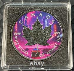 2023 1 oz Silver Cyberpunk Dragon Colorized Canada Maple Leaf Coin Capsule/COA