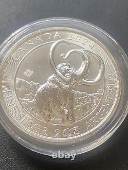 2023-2024 RCM 2 oz Silver Ice Age of Canada-Smilodon Sabre-tooth Cat & Mammoth