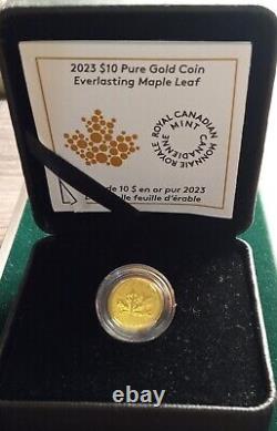 2023 CANADA $10 DOLLARS EVERLASTING MAPLE LEAF 1/20oz. 9999 Pure 24k Gold Coin