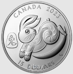 2023 CANADA $15 LUNAR YEAR OF THE RABBIT. 9999 Pure Silver 1oz Proof Coin