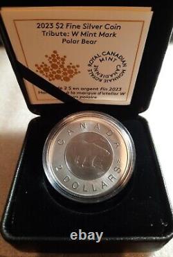 2023 CANADA $2 POLAR BEAR W Winnipeg Mint Mark 1oz. 9999 Pure Silver Coin