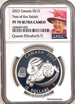 2023 Canada $15 YEAR OF THE RABBIT 1 Oz Silver Proof NGC PF70 UCAM