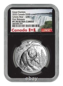 2023 Canada Great Hunters Grizzly UHR 1-oz Silver Proof $20 NGC PF70 UC BC FR