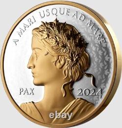 2024 CANADA $1 PAX Peace Dollar Gold Playted 1oz. 9999 Pure Silver UHF Coin