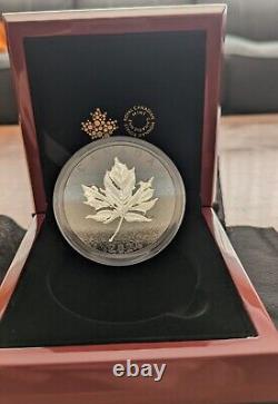 2024 CANADA $50 RHODIUM MAPLE LEAVES IN MOTION 5oz. 9999 Silver Proof Coin