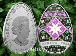 2024 Canada Traditional Ukrainian Pysanka $20 99.99% Pure Silver Coin