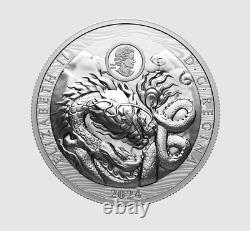 2024 Canada Year Of The Dragon R&d Two Sided Ehr $50 99.99% Pure Silver Coin