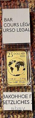 $25 2016 1/10oz Royal Canadian Mint 1/10oz Gold Bar From 5 Bar Set