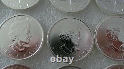 25 x 1oz. 999 SILVER 2012 CANADIAN MAPLE LEAF BULLION COINS UNCIRCULATED