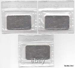 3 Sealed RCM 1oz Silver Bullion Bars with Sequential Serial #s Royal Canadian Mint