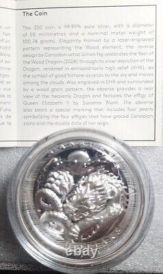 3 oz 2024? Canada Lunar Year of the? Dragon High Relief Silver Coin Low #
