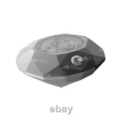 3 oz Forevermark Black Label Oval Diamond Diamond-Shaped Silver Coin Royal Ca