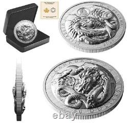 3 oz Silver Coin 2024 Canada $50 Year of The Dragon Extraordinarily High Relief