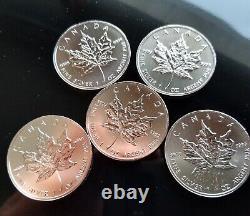 5×1oz silver canadian maple 2013 older style