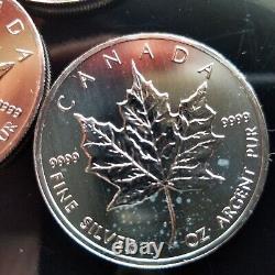 5×1oz silver canadian maple 2013 older style