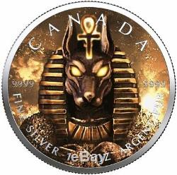 $5 Canada 1 Oz Silver Maple Leaf Egyptian God Anubis. 9999 One of 50 Pcs