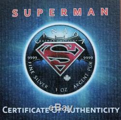 $5 Canada 1 oz Silver SUPERMAN BATMAN Logo v SUPERMAN Logo. 9999 Box, Cap, Coa
