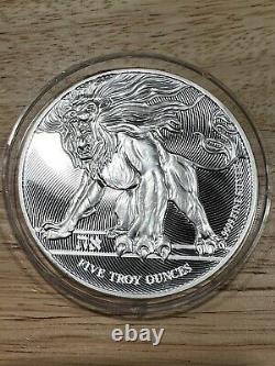 5 oz Silver Round Niue 10 Dollars 2019 Roaring Lion of Judah. 9999, 0340/1000