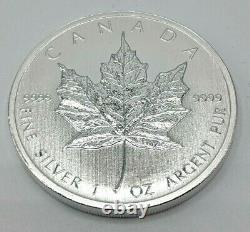 5 x 1 oz Silver Maple Leaf bullion coin. 9999 Free Shipping
