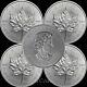 5 X Canadian 1 Oz Maple Leaf 999.9 Silver Bullion Coin. Various Years