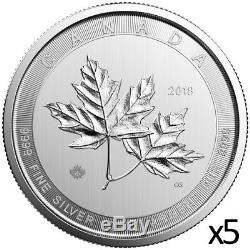 50 oz 5 x 10 oz 2019 Silver Magnificent Maple Leaf Coin RCM. 9999 Ag