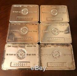 6 Vintage RCM Royal Canadian Mint 10 oz Silver Bars