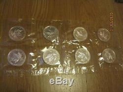 8 x 1999/2000 Canadian Maple Leaf 1oz Silver Bullion Coins