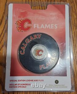 Calgary Flames Special Edition Coin Puck 2008 $1 Royal Canadian Mint OGP