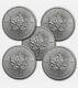Canada 1 Oz Silver Maple Leaf (uncirculated) Lot Of 5 Coins. 9999 Fine Silver