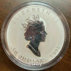 Canada 10 Oz Fine Silver Maple Leaf 50 Dollars 1998 10th Anniv Of The Maple Leaf