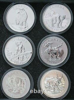 Canada 2011-2013 $5 Wildlife Series Set of six 1 oz silver coins