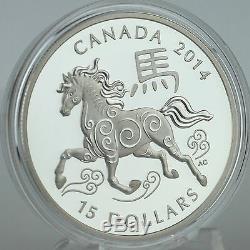 Canada 2014 $15 Year of the Horse 1 oz. 99.99% Pure Silver Proof Coin