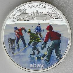 Canada 2014 $20 Pond Hockey, 1 oz. 99.99% Pure Silver Color Proof Coin