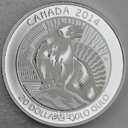 Canada 2014 $20 Wolverine Untamed Canada #3 99.99% Pure Silver Proof Coin