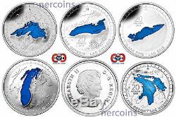 Canada 2014-2015 Great Lakes Enamel $20 Pure Silver Coin Full Set of 5 Perfect