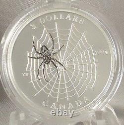 Canada 2014 $3 Spider and Web, ¼ oz Silver Color Proof, Animal Architects #2