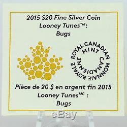 Canada 2015 $20 Bugs Bunny Looney Tunes 1 oz. 99.99% Pure Silver Color Proof